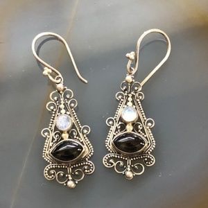 Beautiful Artisan Silver Gemstone Hook Earrings